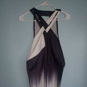 White/Black ombre cross strap tank top